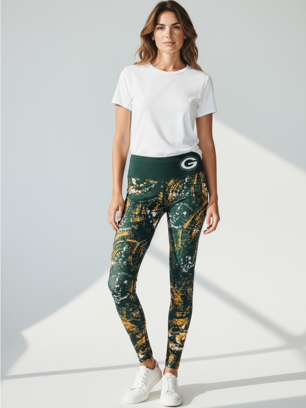 Majestic Green Bay Packers Women’s Size M Green Yellow Elastic Waist Leggings